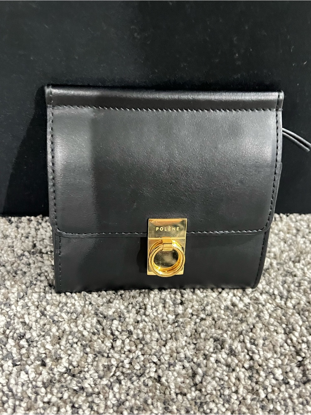 Polène Black Leather Numéro Sept Flap Wallet